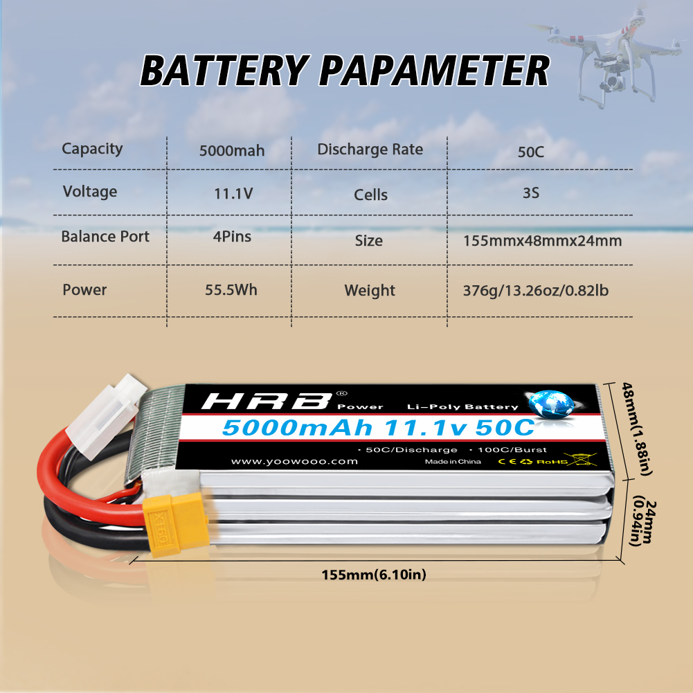 Batería Lipo HRB 2S 3S 4S 6S 1 - 6S Lipo Battery 22.2V 5000Mah reseña y precio