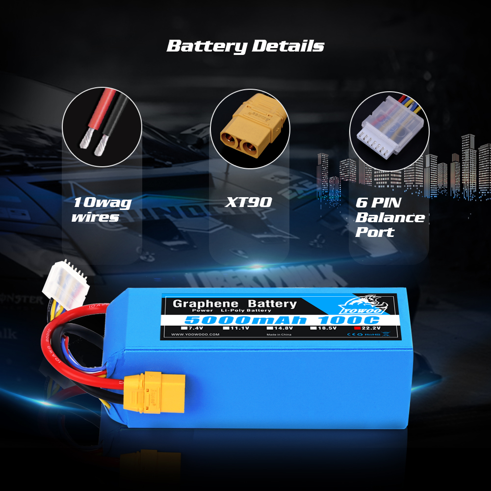 Batería Lipo de Grafeno Yowoo  - 6S Lipo Battery 22.2V 5000Mah reseña y precio
