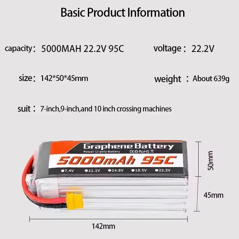 Batería Lipo 95C 22.2V 6S 5000 - 6S Lipo Battery 22.2V 5000Mah reseña y precio